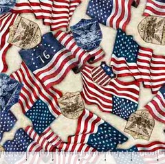 1776•250th American Flags & 250 Crest Fabric! 1yd BTY•Cotton•Birch•Fast Ship!