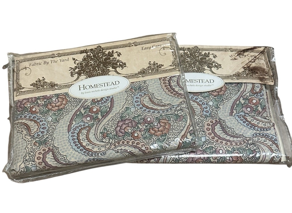 2 Louis Nichole Vintage Fabric By The Yard Paisley Pompadour 45 x 108 In each