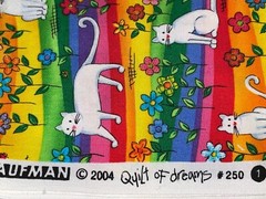 By 1/2 Yd Rainbow Cats Daisies St. Jude Cotton Quilt of Dreams Fabric by Kaufman