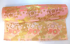 Japanese Kinran Brocade Fabric Sakura 4pcs Set 35×30cm Gold Traditional Kimono