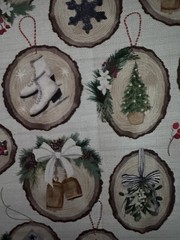 Christmas Holiday Theme Ornaments Wood-Cut Miniatures Fabric FAT QUARTER, FAT 8