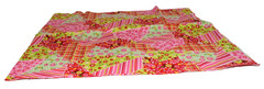 Vintage Jo-Ann Pink Red Green Floral Cotton Blend Fabric 26″ Wide x 1 Yd 2″