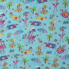 Flamingo Beach Fabric by the Yard, Tropical Summer Quilting Cotton, t6/13