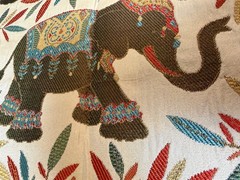 Fabric Lot 1 Yd 58 W Elephants Jacquard Tapestry Upholstery Ethnic Heavy