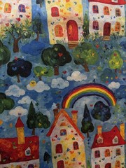 Retro Cotton Patchwork Fabric 1 Yard – Rainbow Village