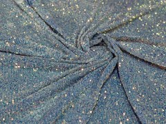 Blue Iridescent Sequin Stretch Velvet Fabric Sparkly Spandex Costumes Dancewear
