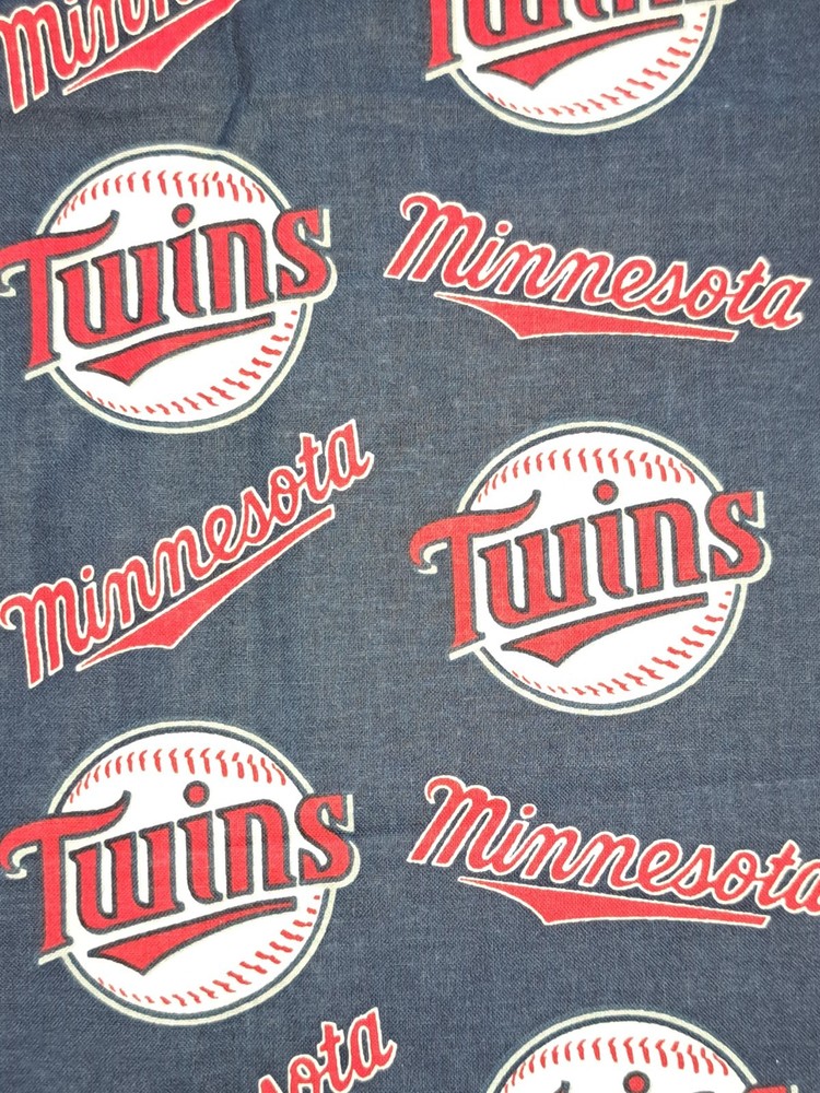 Minnesota Twins Toss Dark Blue Cotton Blend Fabric Sold by the yard