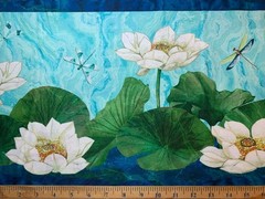 Dark Blue Multi Border Stripe, Tranquil Waters by Deborah Edwards for Northcott