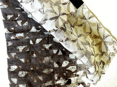 Casamance Sheer Designer Fabric Sample Geometric Brown Metallic Copper Set of 3