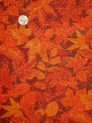 Fall Autumn Leaf Leaves Orange Red Gold Glitter Cotton Fabric Traditions By Yard