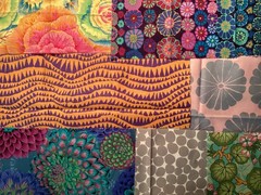 Kaffe Fassett strips, squares, & scraps