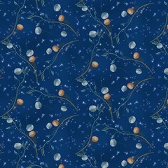 1/2 Yard Fabric – Serenade | Dandelions – Midnight Blue by Henry Glass