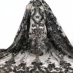 Sequins Mesh Embroidery Lace Fabric Shiny Glitter for Dress Costume 90 120CM
