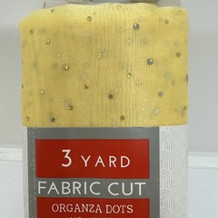 Shason 3 Yard Organza Fabric Cut 108 x 60 Yellow w Iridescent Dots