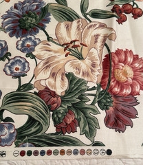 NWOT Remnant Interior Fabric 18″ X 54″ White, Multi Floral Butterflies Birds
