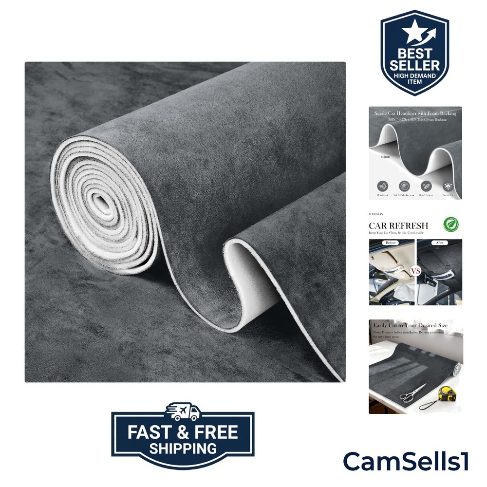 36″L×60″W Dark Grey Car Headliner Material | Tela Para Tapizar Techo de Auto,…