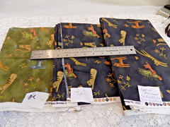3 PC QUILT BUNDLE 100% COTTON “BACK YARD FRIENDS” RED ROOSTER FABRIC-CATS -LOT