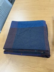 Blue Black Navy Teal Orange Tartan Wool Fabric 2 Pc Lot Tot 130×58”