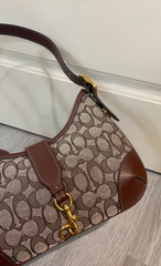 Hobo Bag In Signature Jacquard Oak Maple CBF16 Outlet