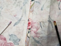 Placton Rounded Large Fabric Piece Multicolor Floral Linen? Cottagecore READ