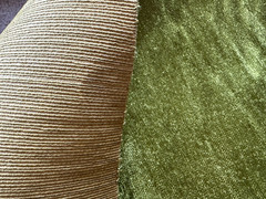 VTG FLOCKED SLUB Velvet Upholstery FABRIC Green 54″W~DOLLHOUSE~FURNITURE *AS IS