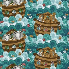 Two by Two Ark Quilt Fabric from Henry Glass BTY 44″ Wide