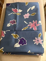 JIM THOMPSON 100% Thai Silk, Purple & Pink on Blue Background 94″ x 40″