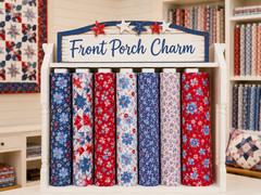 Front Porch Charm Patriotic 4th Main Blue 4693-75 Fabric By half yd cont cuts