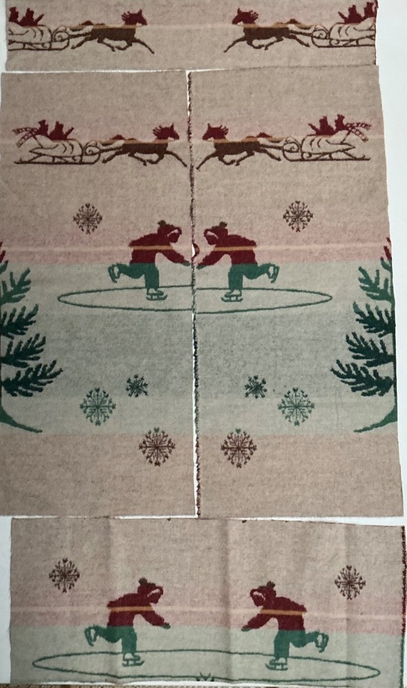 Pendleton wool Rare Jacquard Fabric remnants 4pcs Winter Scene