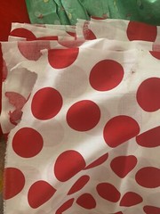 Vintage 80s 90s White And Red Dot Cotton Fabric 132×54”
