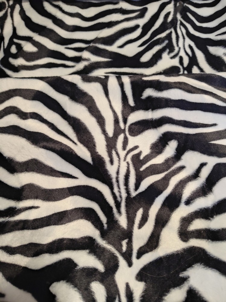 Zebra Print White and Black Velboa, fabric 12 Yards 60” wide. See Description.