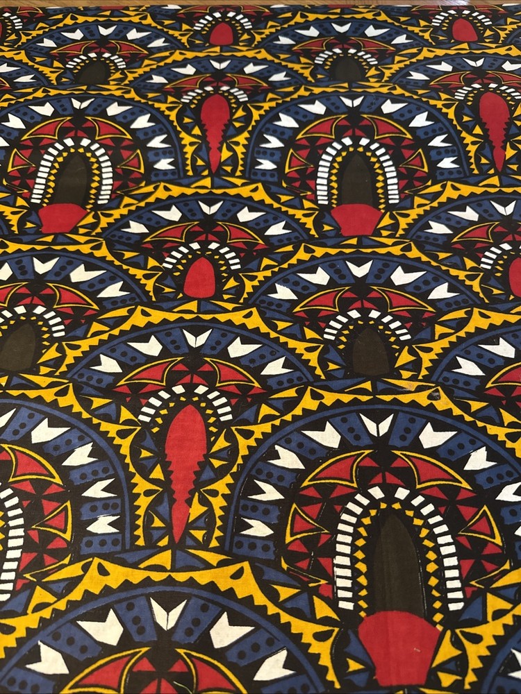 African Ethnic Print Fabric Cotton Yard x 44” New