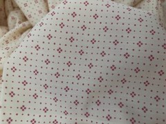 3.5Yd 44WX123L Vtg QUILT FABRIC Pink Mauve Cream Wht Tiny PIN DOT FLOWER Stripe