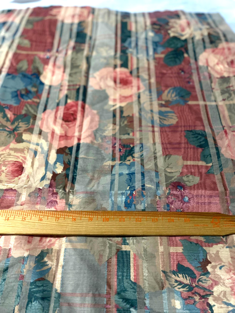 Upholstery weight polyester blend decorating fabric 38″ x 56″(floral plaid)