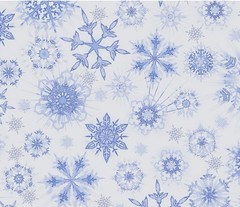 “Ice” Tossed Shimmery Snowflakes, Snowflake, Winter Fabric•Cott•*BTY*Wh/Blue•FAS