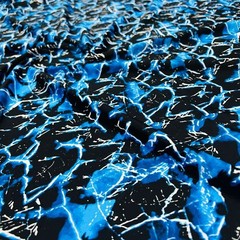 Abstract Neon Blue Thunders print Spandex Fabric 4-way Stretch Swimwear By Yard