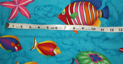 TROPICAL FISH fabric panel 44 x 58 inches turquoise aquarium