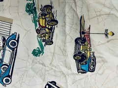 VTG Novelty Antique Cars Tossed on Map Detail by Princess Fabric # 309 BTHY