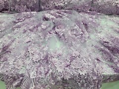 Lavender 3D Floral Embroidered Lace Fabric – Perfect for Quinceañera Dresses