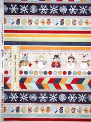 Christmas Snowman Border Stripe Cotton Fabric Flaky Snow Pals Collection YARD