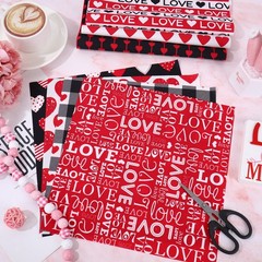 40 PCS Valentines Day Fabric Squares Cotton 10 Inch Love Heart Plaid Stripe