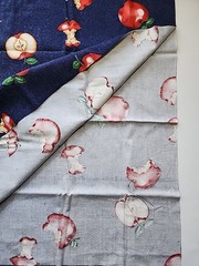 2x Lot Blue Red Apple Print Cotton Sewing Craft Quilting Fabric Interior