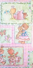 BTY DANCING TEDDY BEAR PRINCESSES PASTELS New Cotton Fabric