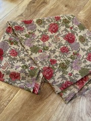 Floral Print Beige Fabric 2.5yd Crafts DIY Sewing Projects Fashion Clothes Decor