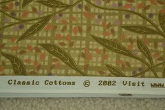 By 1/2 Yd, Olive Leaves on Lt-Olive Plaid Quilt Cotton, Classic Cottons, M6379