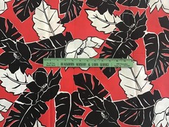 New 100% Cotton Fabric Red Black White Large Floral Print 3 1/2 Yards x 43″ Wide