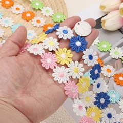 5 Yards 1 Inch Wide Delicate Floral Edge Lace Trim, Orange-White