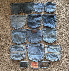 Denim Jean pockets for crafting and sewing projects, Levi, ariat, wrangler, AE +