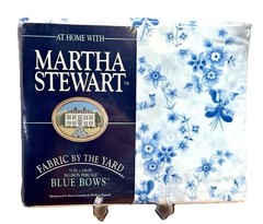 Vintage Martha Stewart Blue Bows Floral Fabric 2 Panels 55×108 NOS Cotton Blend