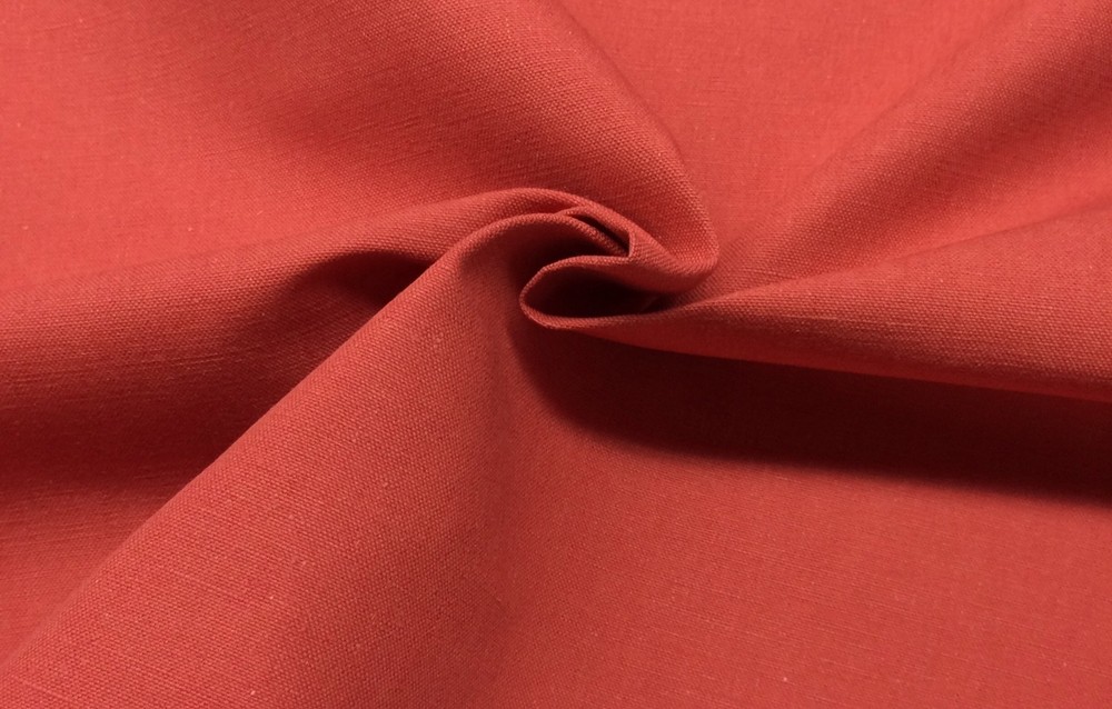 BALLARD DESIGNS EVERYDAY LINEN CORAL RED 10oz DESIGNER FABRIC BY THE YARD 56″W